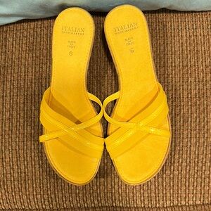 Italian Shoemakers Yellow Sandals with Criss-Cross Design